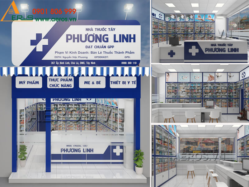 Thiết kế thi công nhà thuốc tây GPP Phương Linh tại Diệp Minh Châu, TâY Ninh